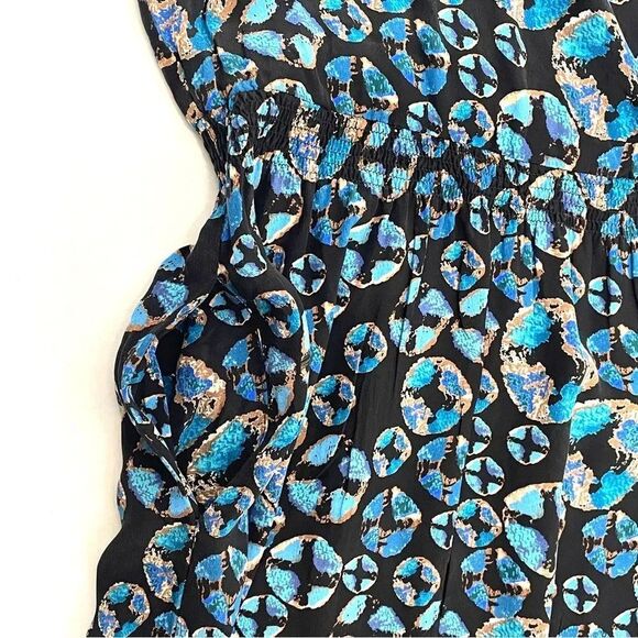 Tucker 100% Silk short sleeved dress, Women's size Large, blue black knee-length - Picture 12 of 12